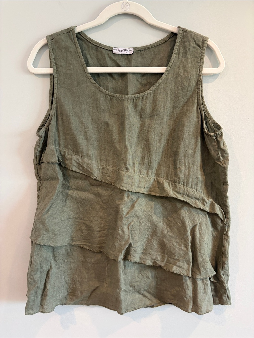 Talia Benson Linen Olive Sleeveless Top